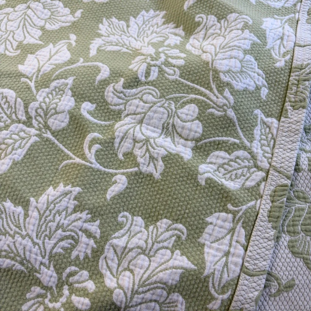 Colchas Domingos Matelesse Coverlet Cotton Sage Ivory Floral 76